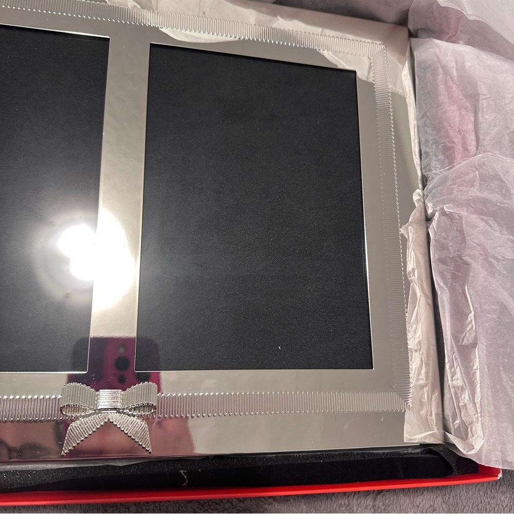 Kate Spade Grace Avenue Double Invitation Frame 5 x 7 Inch Silverplate Like New - Picture 4 of 9